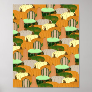 Harvest Pattern Autumn Squash Poster