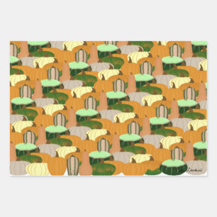 Harvest Pattern Autumn Squash Wrapping Paper Sheet