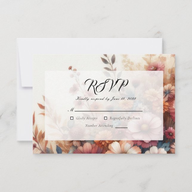 Harvest Petals and Painted Skies RSVP Card (Front)