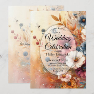 Harvest Petals and Painted Skies Wedding Invitation