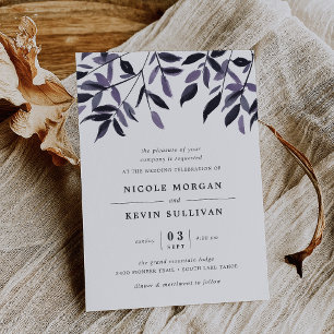 Harvest Plum Watercolor Wedding Invitation