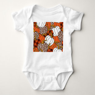 Harvest Pumpkin Patchwork Vintage Pattern Baby Bodysuit