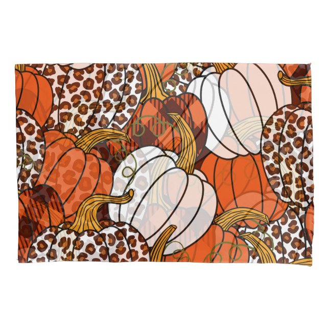 Harvest Pumpkin Patchwork Vintage Pattern Pillowcase (Front)