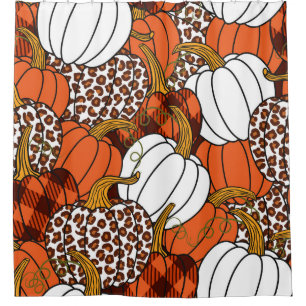 Harvest Pumpkin Patchwork Vintage Pattern Shower Curtain