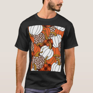 Harvest Pumpkin Patchwork Vintage Pattern T-Shirt