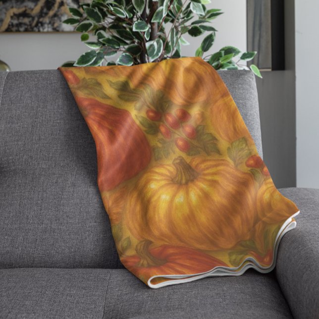 Harvest Pumpkin Pattern – Fall Thanksgiving Fleece Blanket (Creator Uploaded)