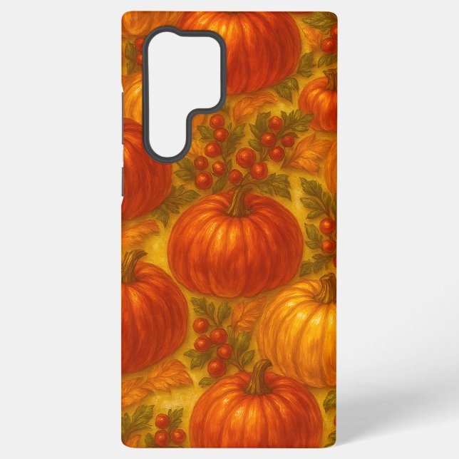 Harvest Pumpkin Pattern – Fall Thanksgiving Samsung Galaxy S22 Ultra Case (Back)