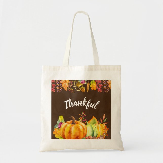 Harvest Pumpkins and Autumn Leaves Border Tote Bag (Front)