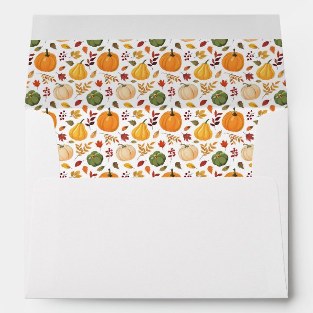Harvest Pumpkins and Autumn Leaves Pattern Envelope (Back (Bottom))