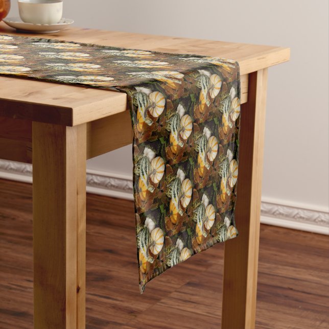 Harvest Pumpkins and Squash Sill Life Photo Short Table Runner (In Situ)