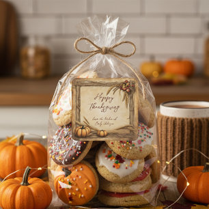 Harvest Pumpkins Apples Wheat Wreath Thanksgiving  Square Sticker