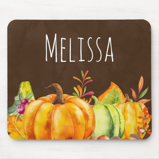 Harvest Pumpkins, Leaves and Foliage Mouse Pad (Front)