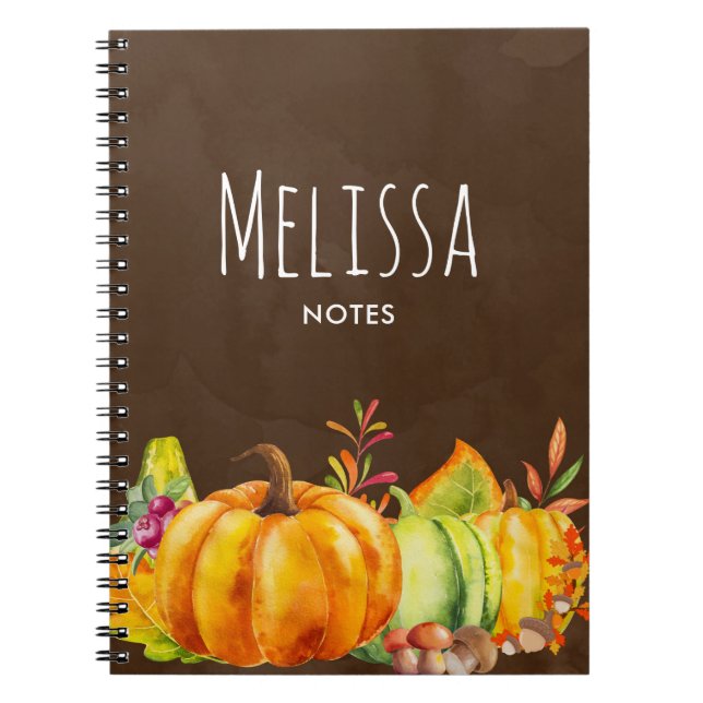 Harvest Pumpkins, Leaves and Foliage Notebook (Front)