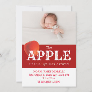 Harvest Red Apple of Our Eye Birth Announcement