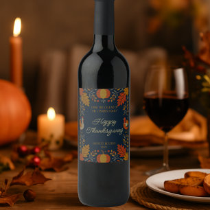 Harvest Reserve Autumn Turkey Family Thanksgiving Wine Label