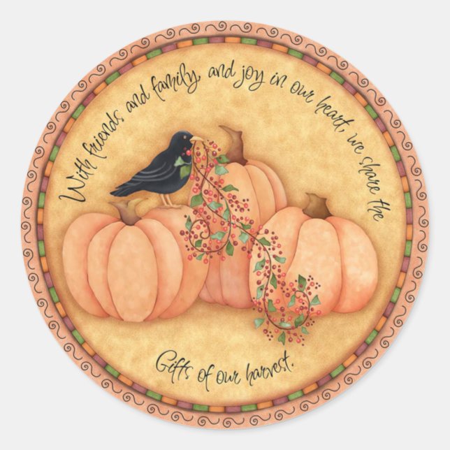Harvest Round about Classic Round Sticker (Front)