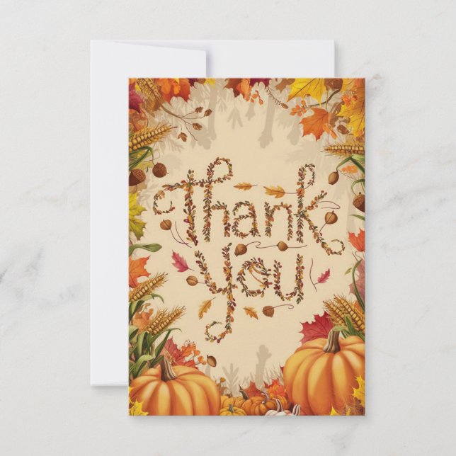 Harvest Rustic Autumn Fall Thank You Card (Front)