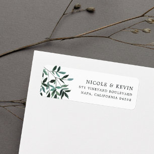 Harvest Sage   Watercolor Foliage Return Address Label