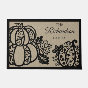 Harvest Scroll Pumpkin Welcome Doormat