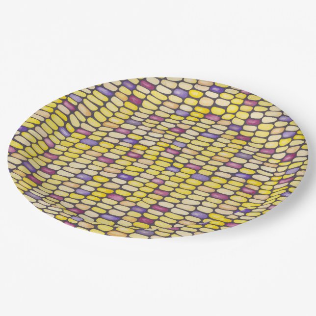 Harvest Season Indian Corn Paper Plates (Angled)