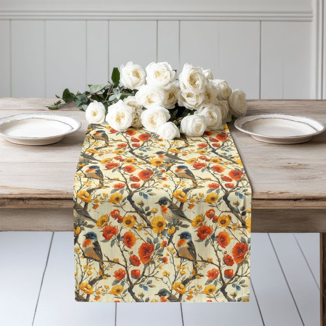 Harvest Season Table Runner with Birds and Floral  (Harvest Season Table Runner with Birds and Floral)