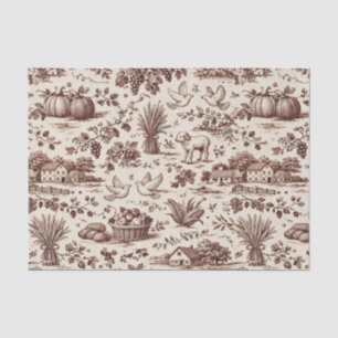 Harvest Sepia Brown Toile Tissue Paper