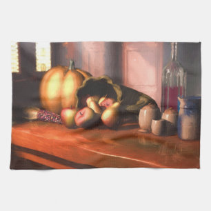 Harvest Still Life - Thanksgiving Kitchen Towel