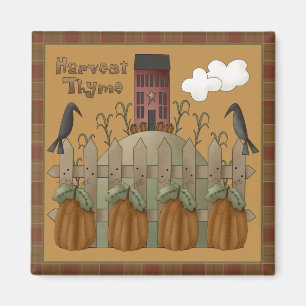 "Harvest Thyme" Autumn Square Magnet