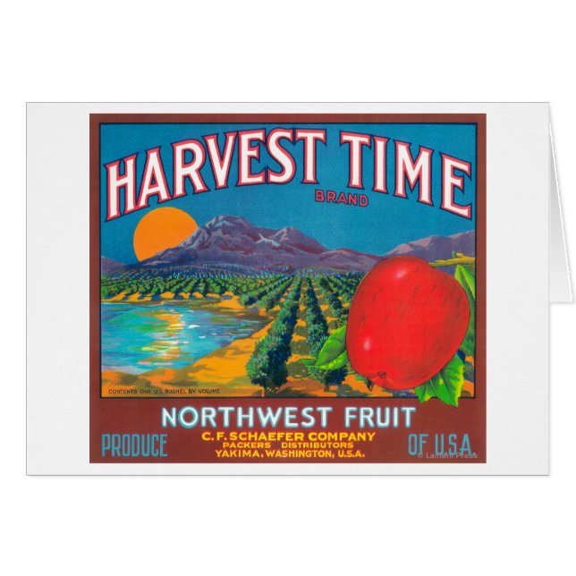 Harvest Time Apple Label - Yakima, WA (Front Horizontal)