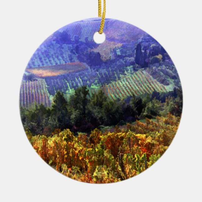 Harvest Time at the Vineyard Ceramic Tree Decoration (Front)