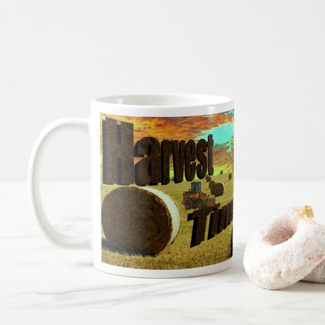 Harvest Time Theme And Logo, Coffee Mug (With Donut)