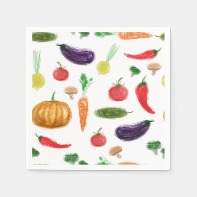 Harvest vegetables tomato pepper carrot mushroom c napkin (Front)