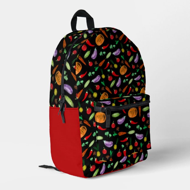 Harvest vegetables tomato pepper carrot mushroom c printed backpack (Back Corner Left)