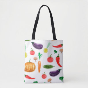 Harvest vegetables tomato pepper carrot mushroom c tote bag