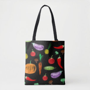 Harvest vegetables tomato pepper carrot mushroom c tote bag