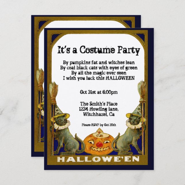 Harvest Vintage Halloween Invitation (Front/Back)