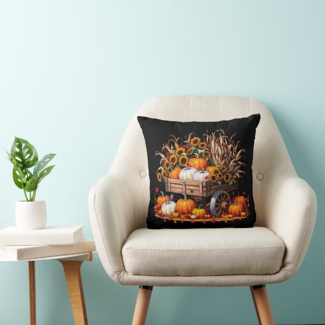 Harvest Wagon Pumpkins | Fall Pillow (Chair)