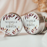 Harvest | Watercolor Foliage Wedding Classic Round Sticker<br><div class="desc">Rustic chic wedding stickers are a perfect way to finish your invitation envelopes,  favours and more. Designed to match our Harvest collection,  round stickers feature a your names surrounded by watercolor fall foliage in rich autumn shades of burgundy,  purple and golden plum.</div>