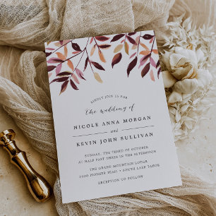 Harvest Watercolor Foliage Wedding Invitation