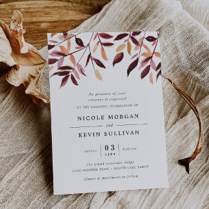 Harvest   Watercolor Foliage Wedding Invitation