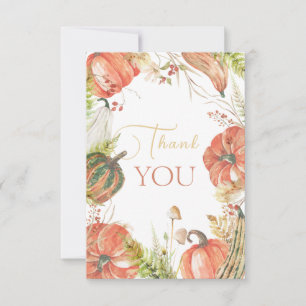 Harvest Watercolor Pumpkin Baby Shower Thank You Card