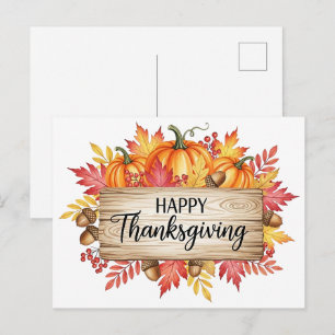 Harvest Welcome – Rustic Thanksgiving Sign Holiday Postcard