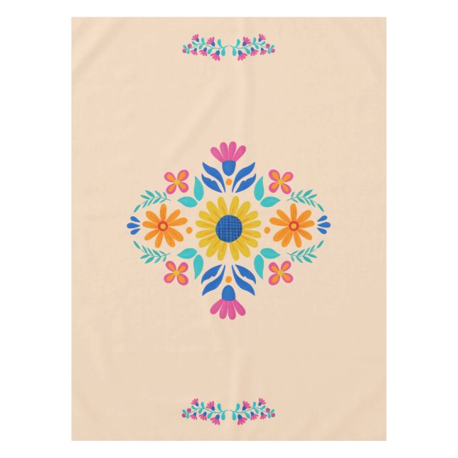 Harvest Wheat Mexican-Inspired Floral Tablecloth (Front)