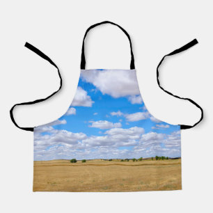Harvested wheat fields  apron