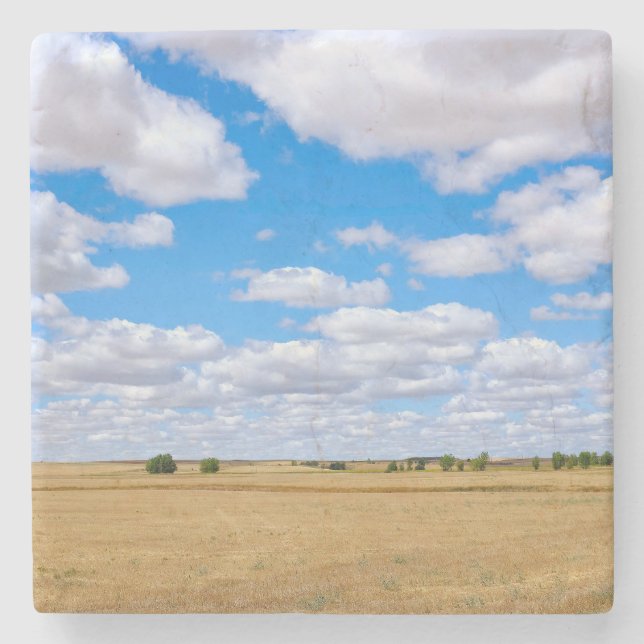 Harvested wheat fields  stone coaster (Front)