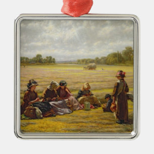 Harvesters resting in the Sun, Berkshire, 1865 Metal Ornament