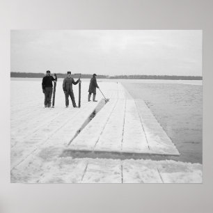 Harvesting Ice Blocks, 1906. Vintage Photo Poster