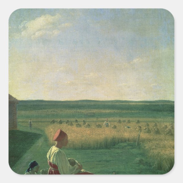 Harvesting in Summer, 1820s Square Sticker (Front)