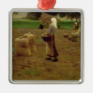 Harvesting Potatoes Metal Ornament