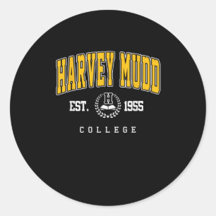 Harvey Mudd Retro University Design For Men Women  Classic Round Sticker